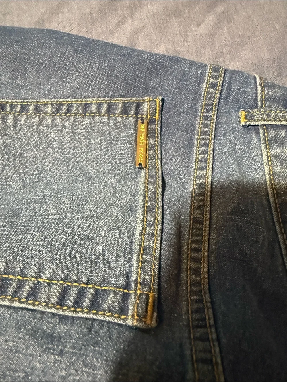 Michael Kors Women's Blue Straight-Leg Jeans with Gold Accents